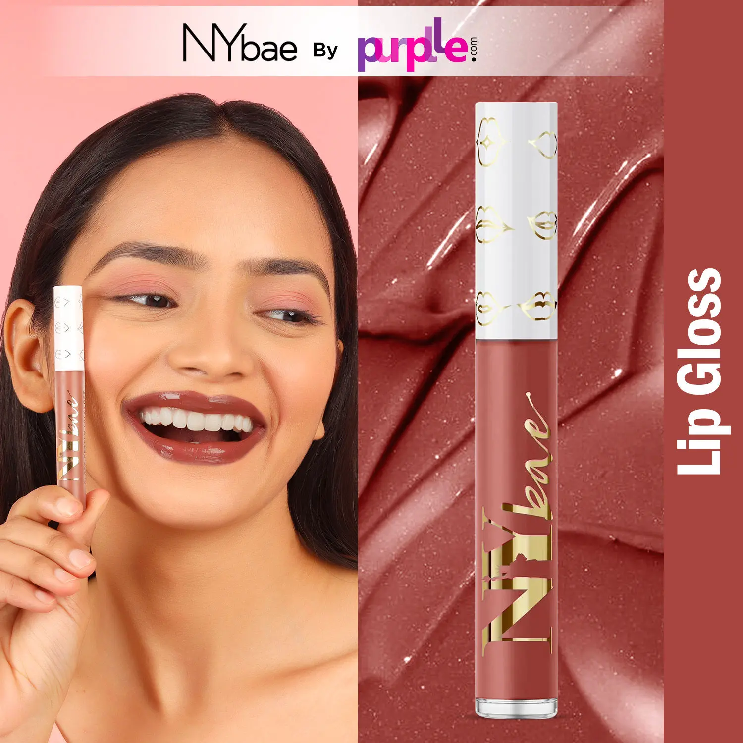 NY Bae Gloss Getter Lip Gloss | Lip & Cheek Tint | Lightweight Glossy Lipstick | Brown Lip Balm | Non-Sticky | Brown Dates 04 (2.8 ml)