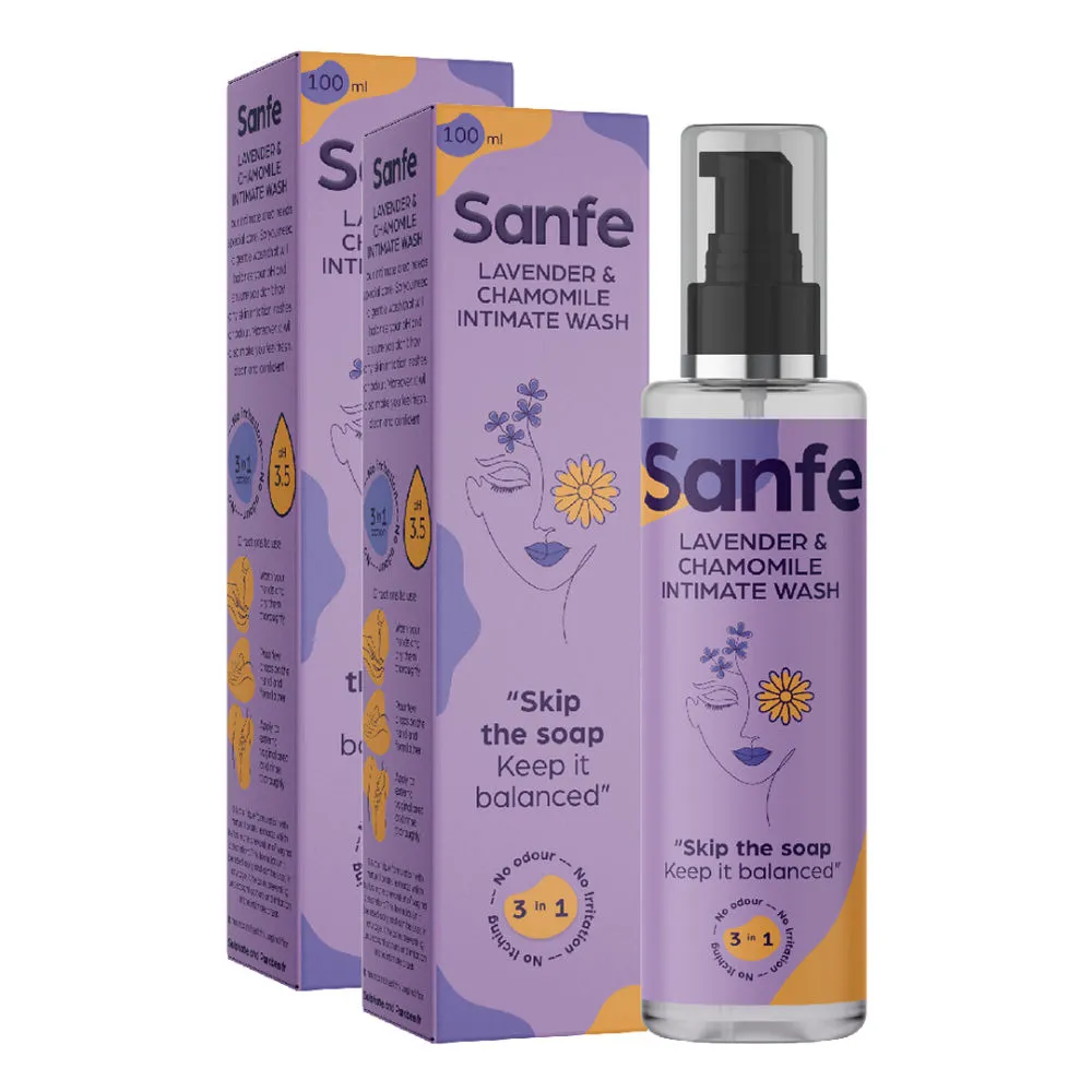 Sanfe 3 In 1 Intimate Wash with Lavender & Chamomile - Pack of 2