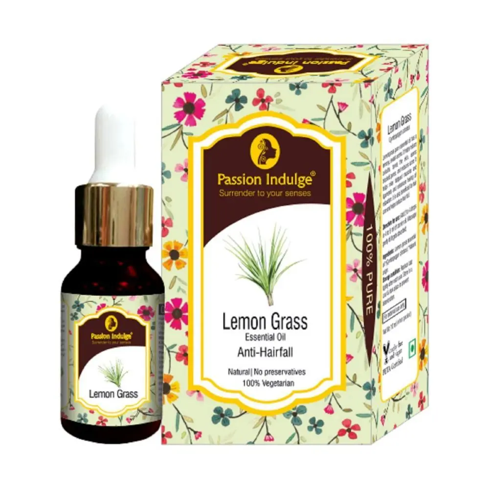 Passion Indulge Lemongrass Essential Oil for Acne, Black Heads, Pores and Hair Fall -10ml