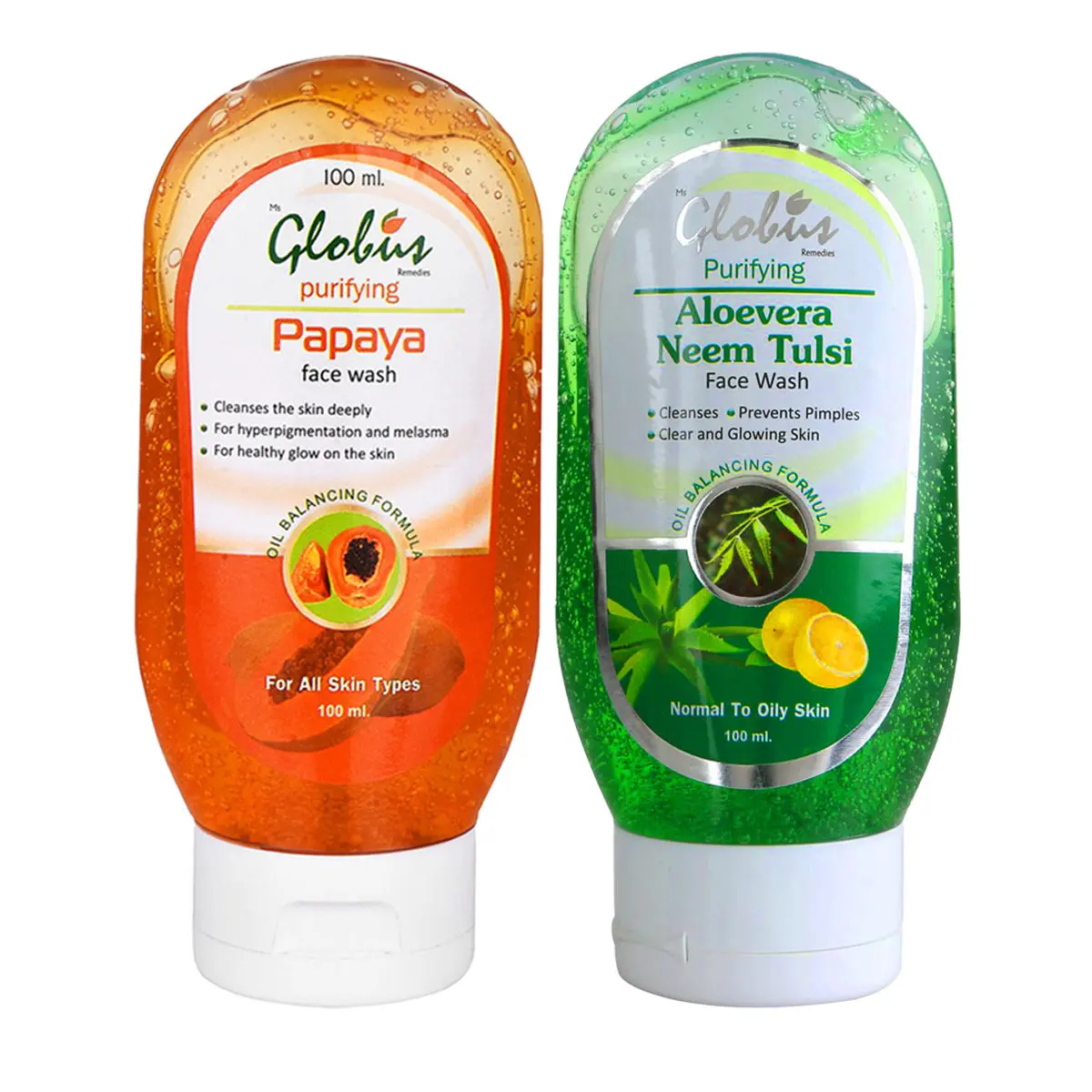 Globus Papaya Facewash+ Aloevera Neem Facewash (200 ml)