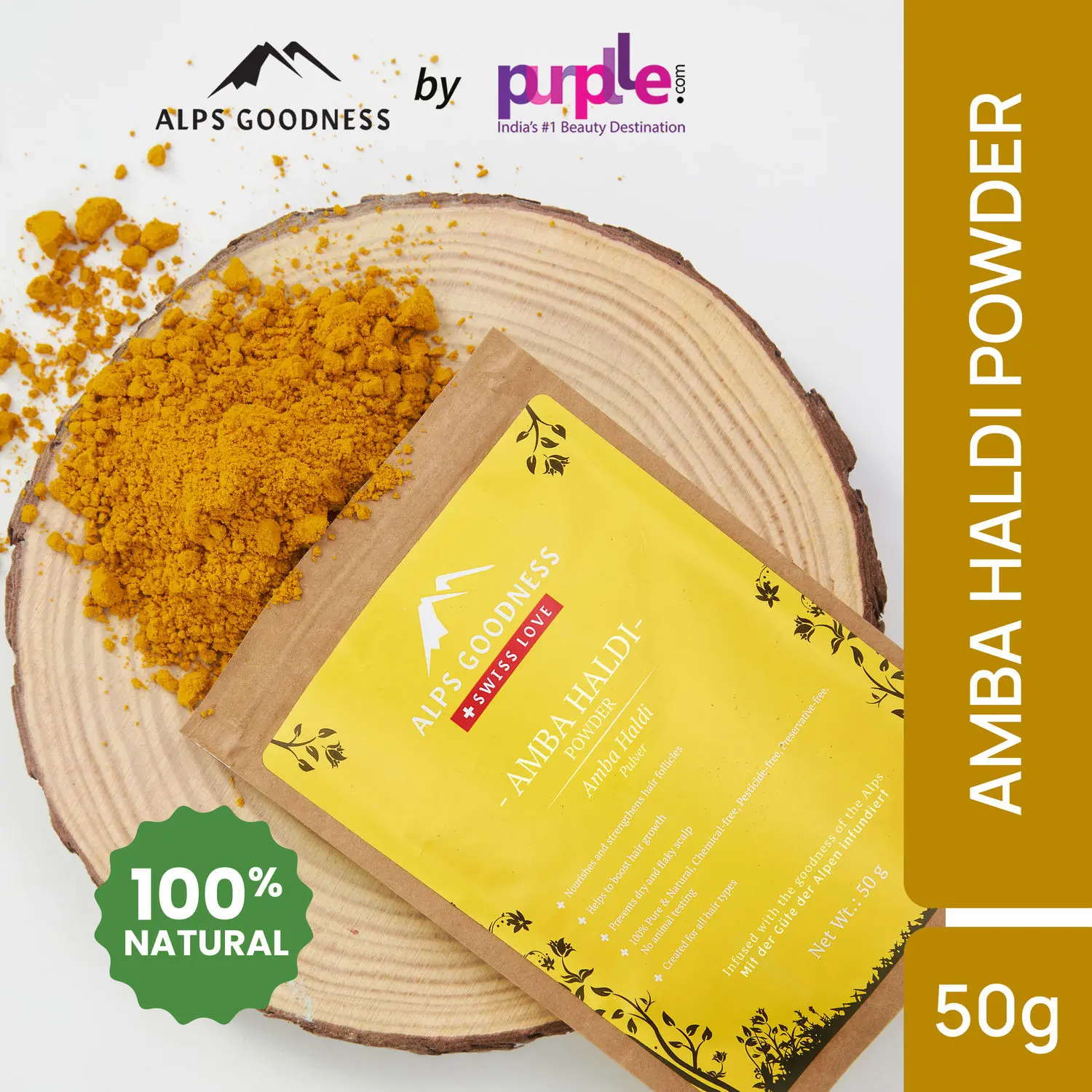 Alps Goodness Powder - Amba Haldi (50 g) | 100% Natural Powder | No Chemicals, No Preservatives, No Pesticides | Face Mask for Even Toned Skin | Face Mask for Glow