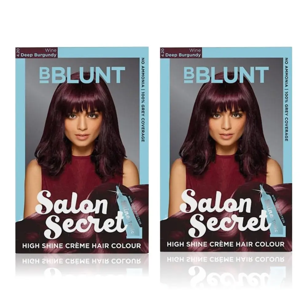 BBlunt Salon Secret High Shine Creme Hair Colour - Wine Deep Burgundy - Pack of 2