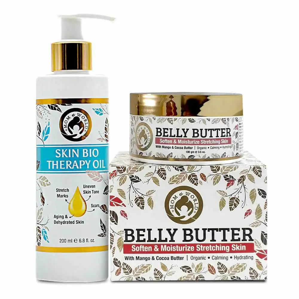 Mom & World Gentle & Smooth Combo,  2 Piece(s)/Pack  Skin Bio Therapy Oil 200ml + Belly Butter 100g