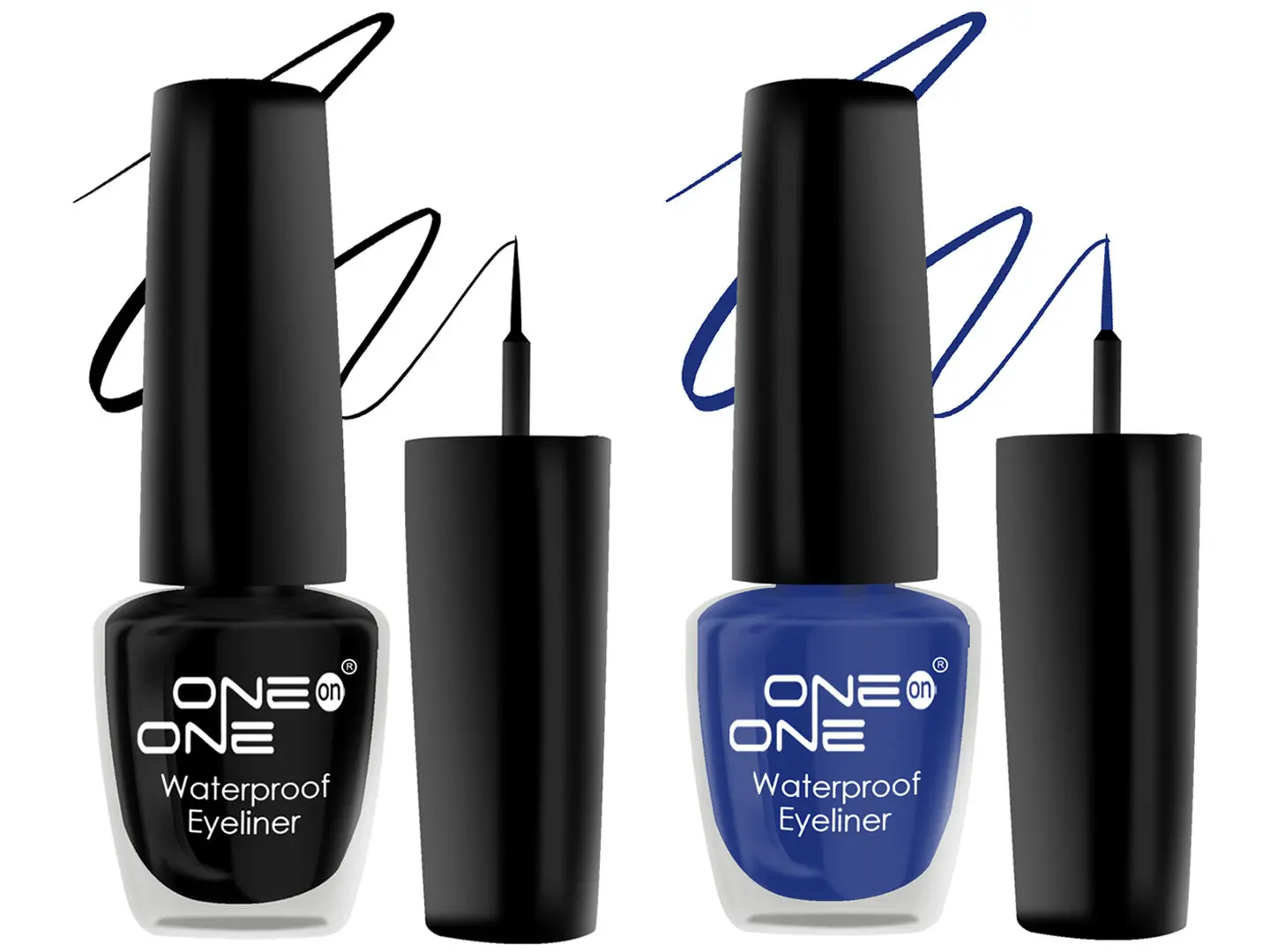 ONE on ONE 24 Hrs Long Lasting & Waterproof Eyeliner, Set of 2 Black and Metallic Blue