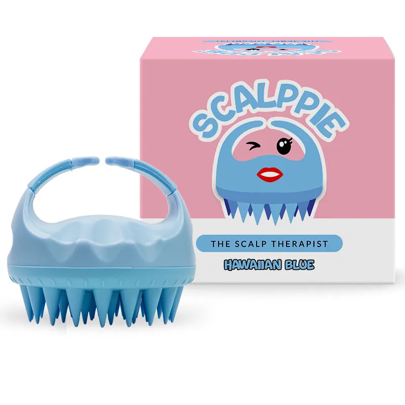 Scalppie Hair Scalp Massager & Shampoo Brush - Hawaiian Blue - Promotes Hair Growth & Prevents Dandruff