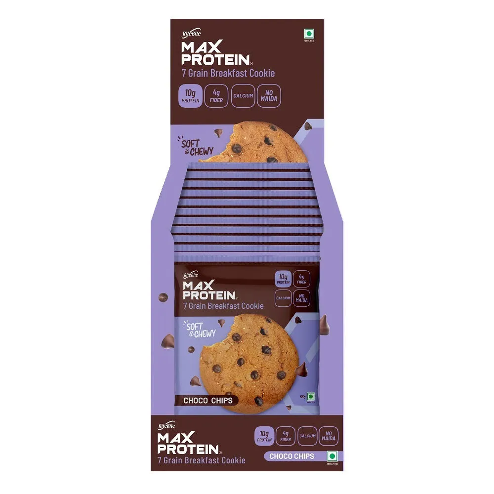 RiteBite Max Protein Cookies - Choco Chips - Pack of 12