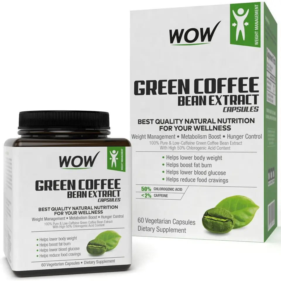 WOW Life Science Green Coffee Bean Extract Capsules, 60 Capsules