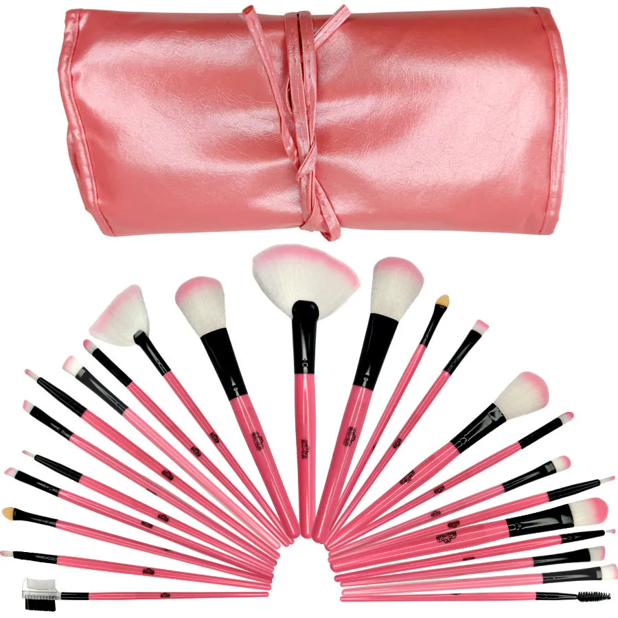 Beautiliss Makeup Brush Set With Faux Leather Bag - 24 Pcs