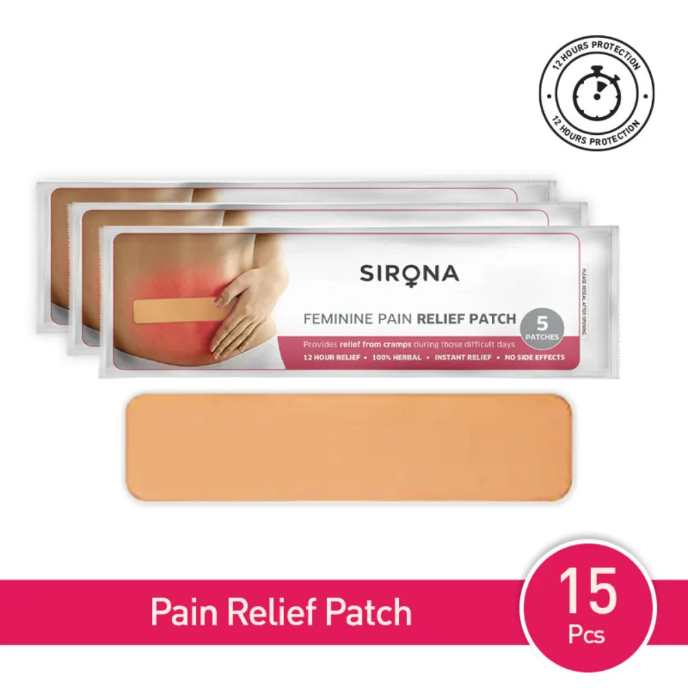 Sirona Feminine Pain Relief Patches For Period Pain & Menstrual Cramps (15 Patches)