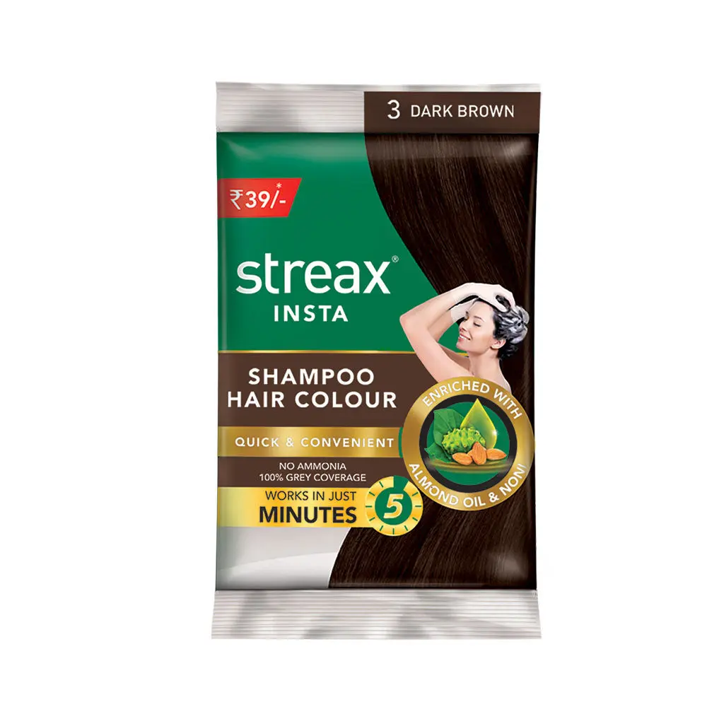 Streax Insta Shampoo Hair Colour - Dark Brown (25 ml)