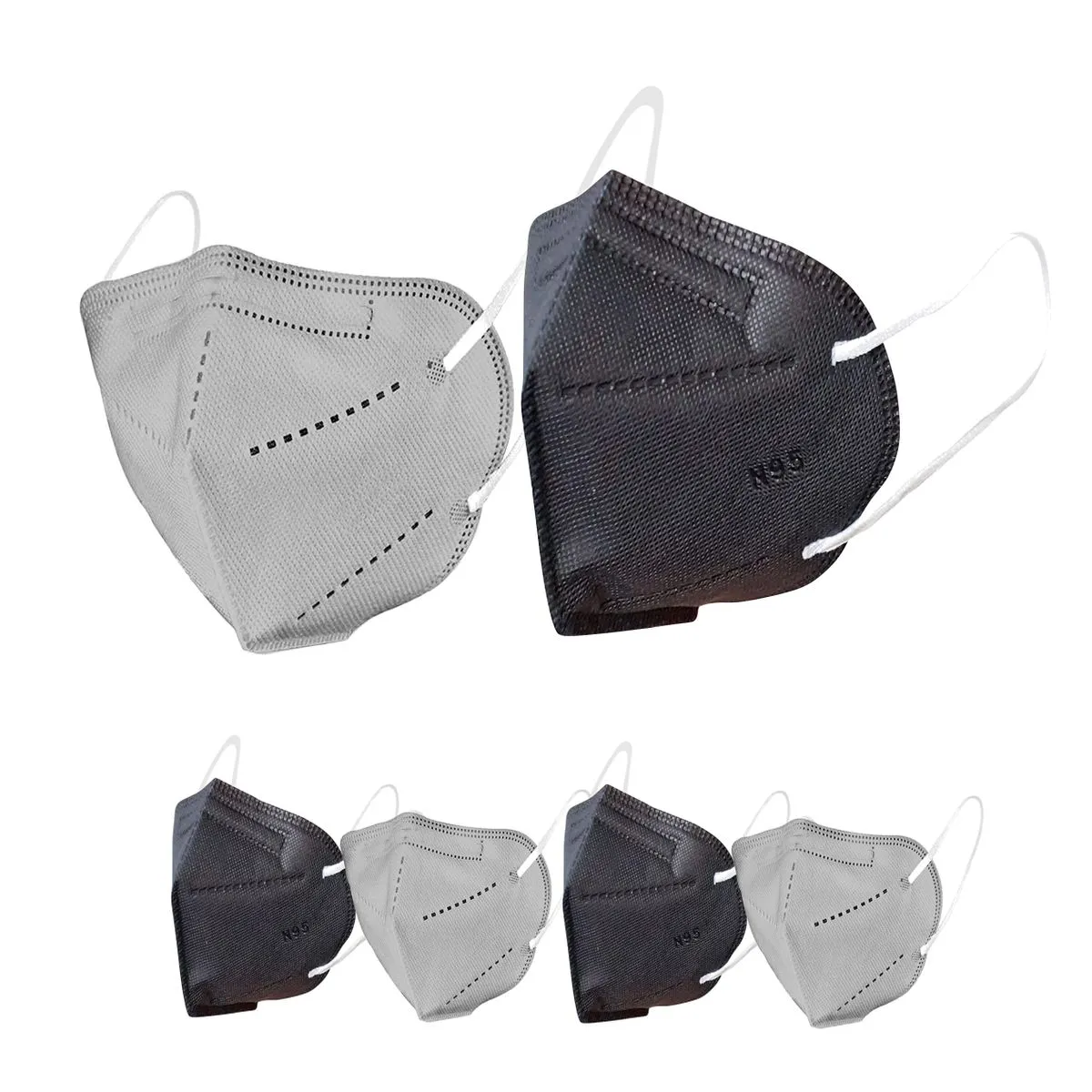 OOMPH Pack Of 6 Kn95/n95 Anti-pollution Reusable 5-layer Mask (black, Grey)