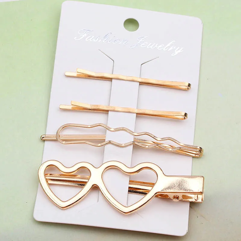 Fabula Combo Of 3 Gold Tone Heart Shape Hair Pin