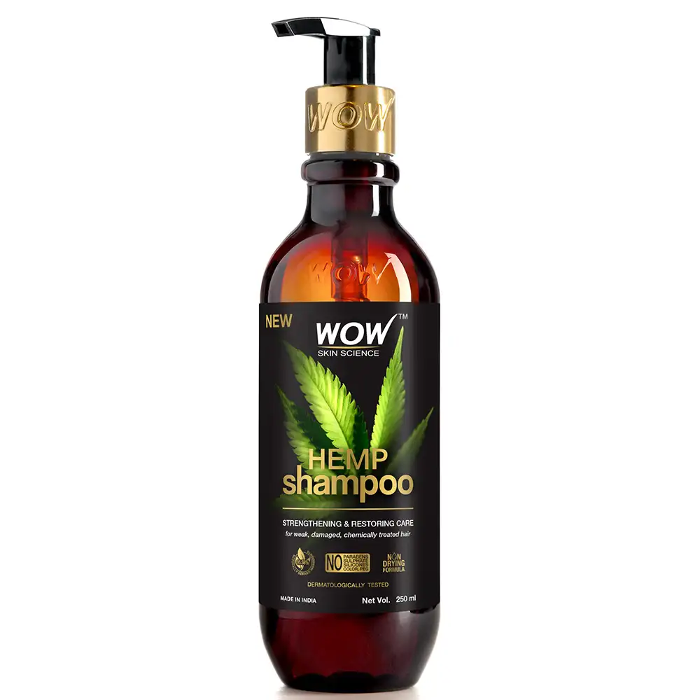 WOW Skin Science Hemp Shampoo,  250 ml  for Weak, Damaged, Chemically Treated Hair