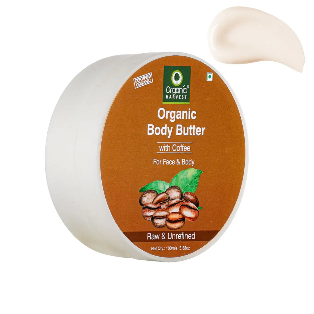 Organic Harvest Coffee Body Butter Cream for Women, Deep Moisturizing Cream for Dry Face & Body Skin, Sulphates & Parabens Free, (100 g)