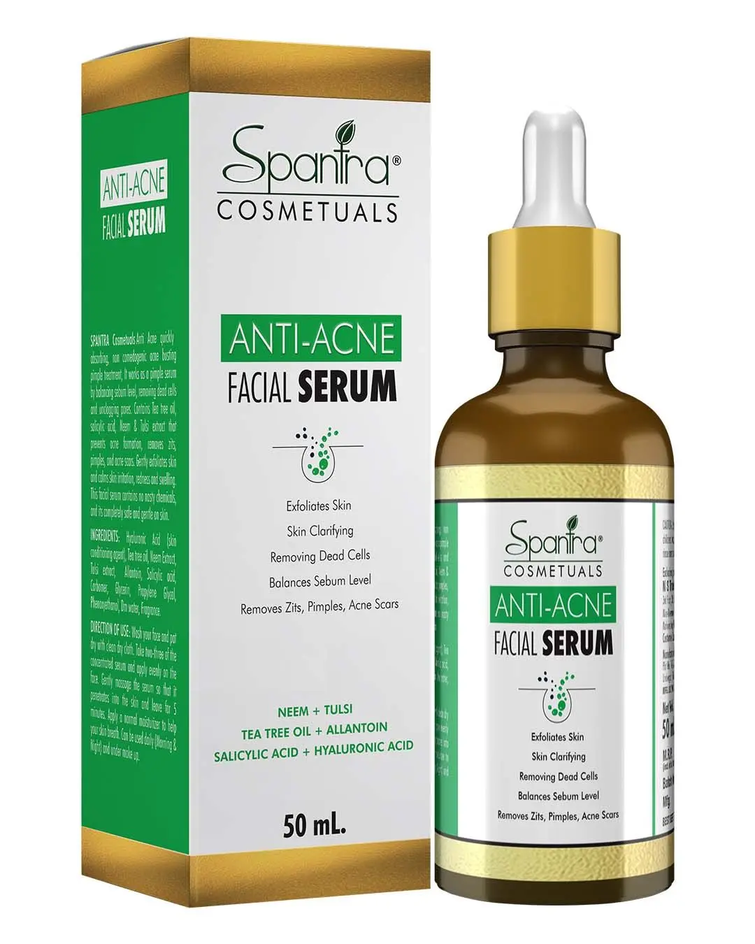 Spantra Anti Acne Facial Serum, Suitables for Every Skin Types including dry, sensitive and oily, 50ml