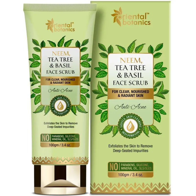 Oriental Botanics Neem, Tea Tree And Basil Anti Acne Face Scrub