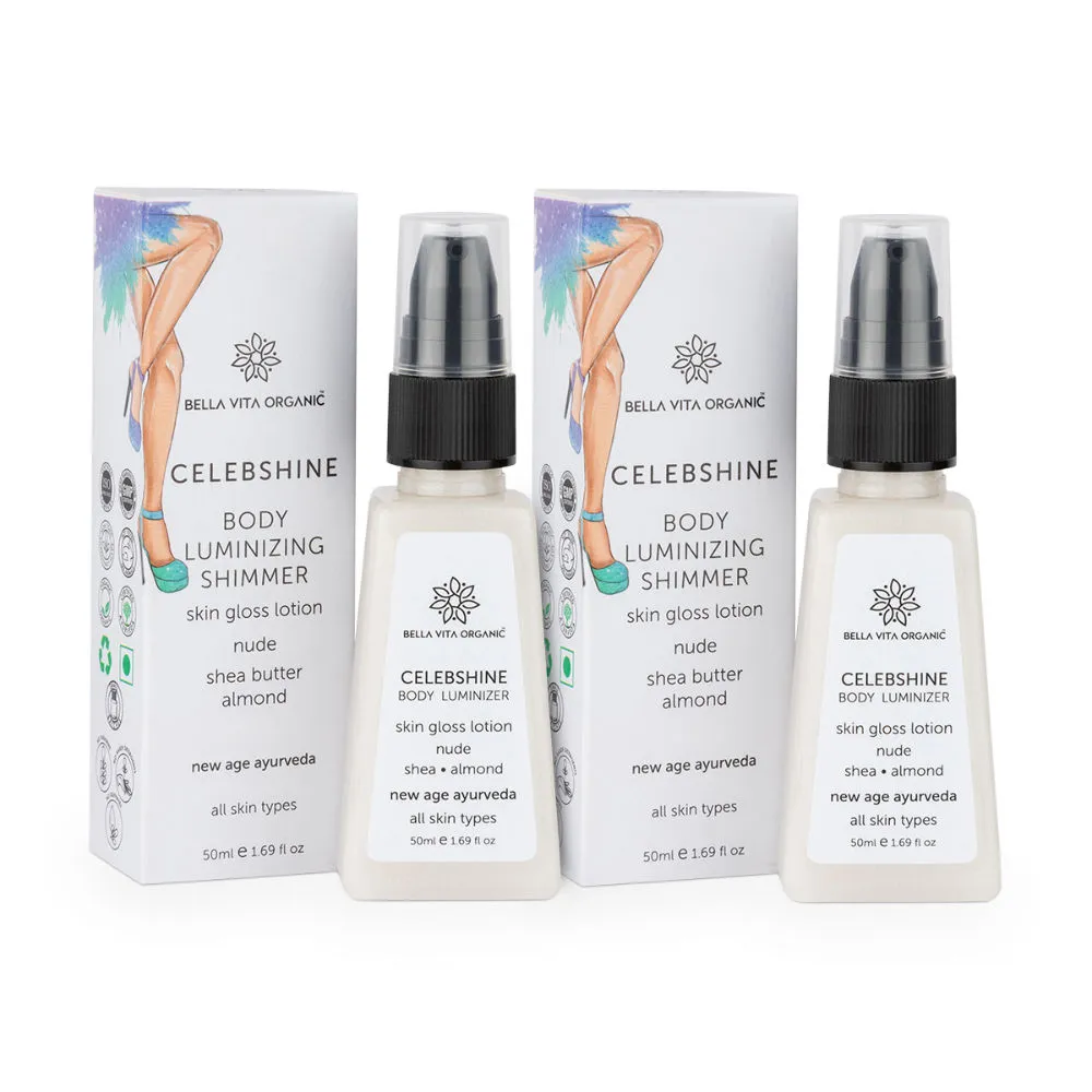 Bella Vita Organic Celeb Shine Body Shimmer Gloss Lotion Nude Shade - Pack of 2