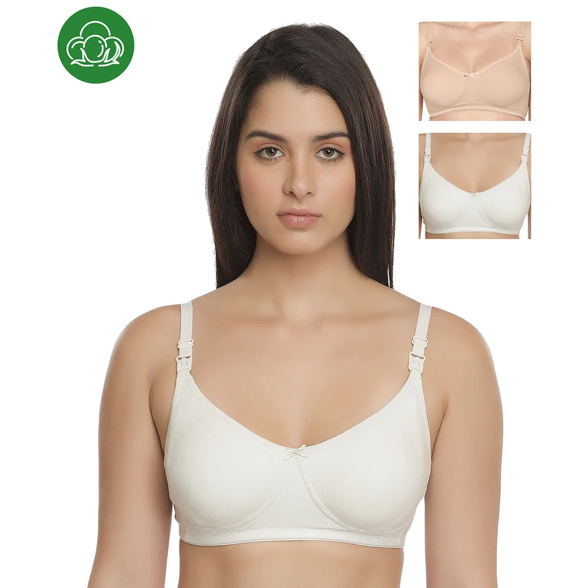 Inner Sense Women's Full Cup Nursing Bra Pack of 3 - Multi-Color