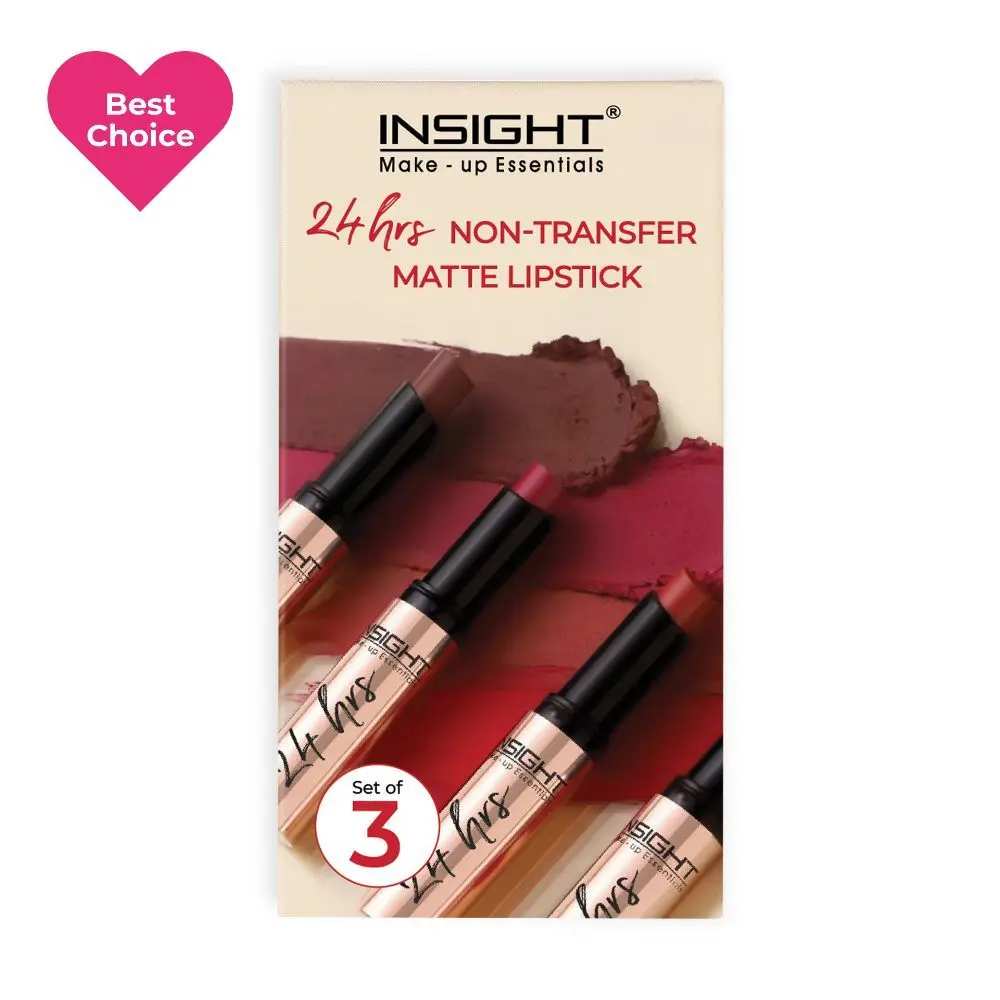 Insight Cosmetics 24 Hrs Non Transfer Matte Lipstick - Pack Of 3