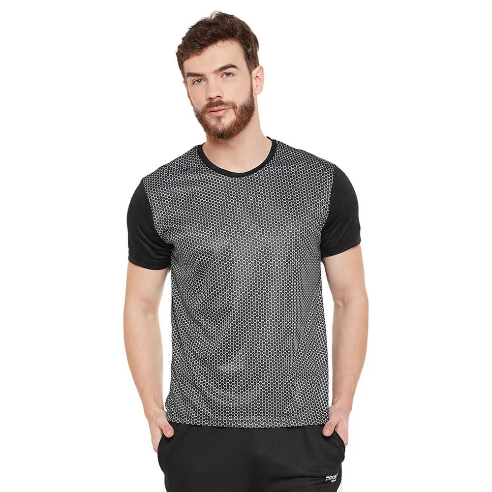 Masch Sports Mens Regular Fit Polyester Active T Shirt (MSTS1017 HSP HCB),  Black  XL