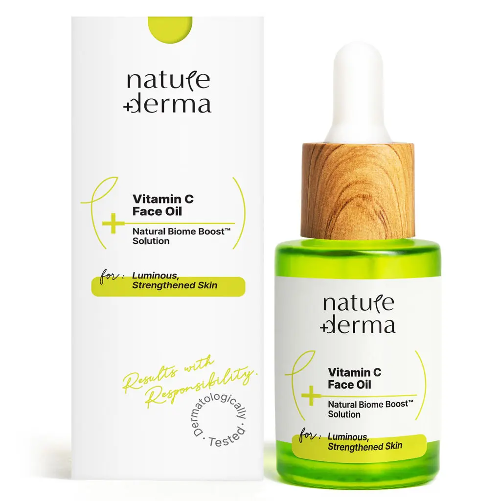 Nature Derma Vitamin C Face Oil With Natural Biome-Boost™ Solution for Luminous, Strengthened Skin