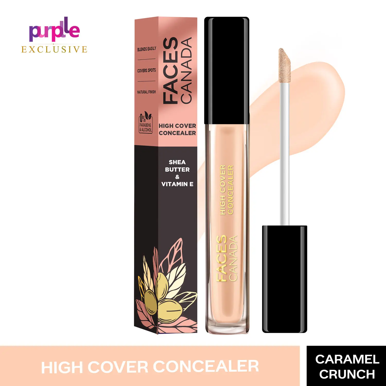 Faces Canada High Cover Concealer I Natural Finish I Covers Sports & Blends Easily Caramel Crunch 03 (4 ml) - Exclusively on Purplle