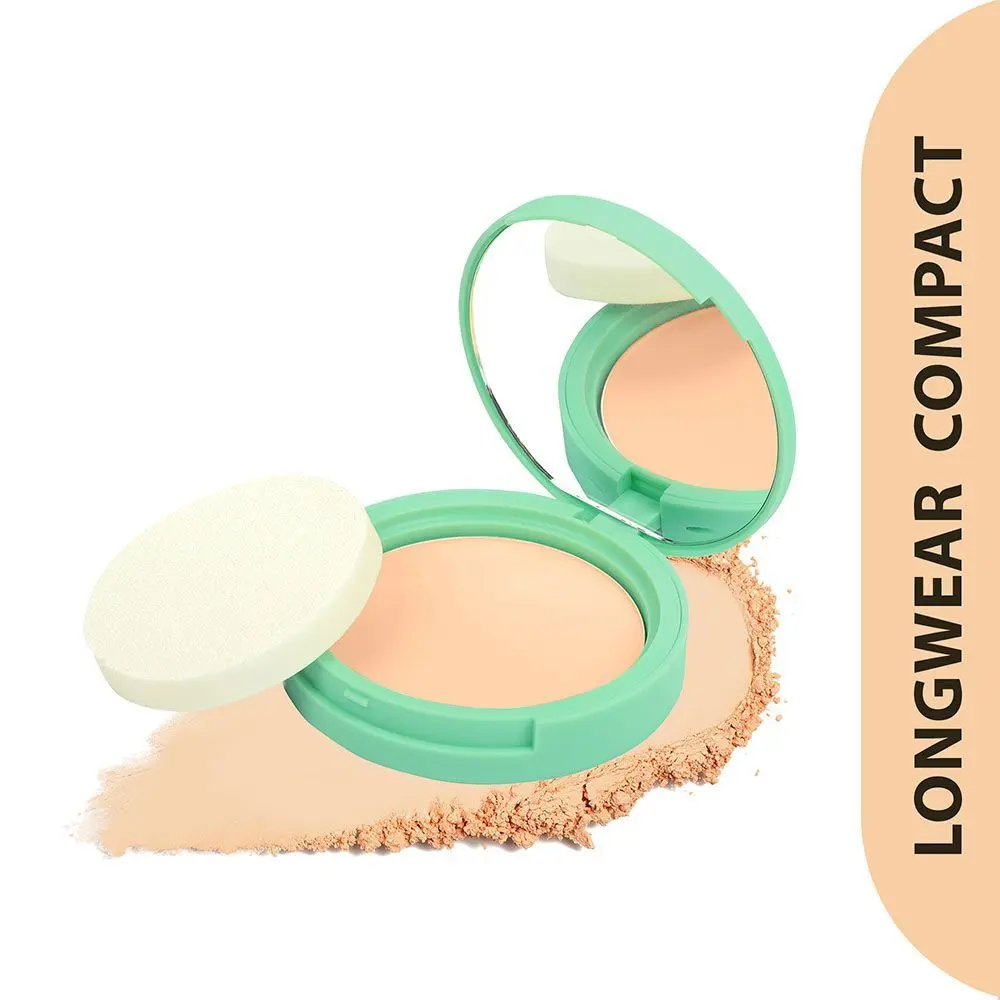 SUGAR POP Longwear Compact - 02 Beige - SUGAR POP Longwear Compact Infused with & Castor Oil, UV Protection, Pore Minimising, Shine-Free, Long Lasting Finish, Ultra Lightweight on Skin l Face Compact for Women l 9 gm