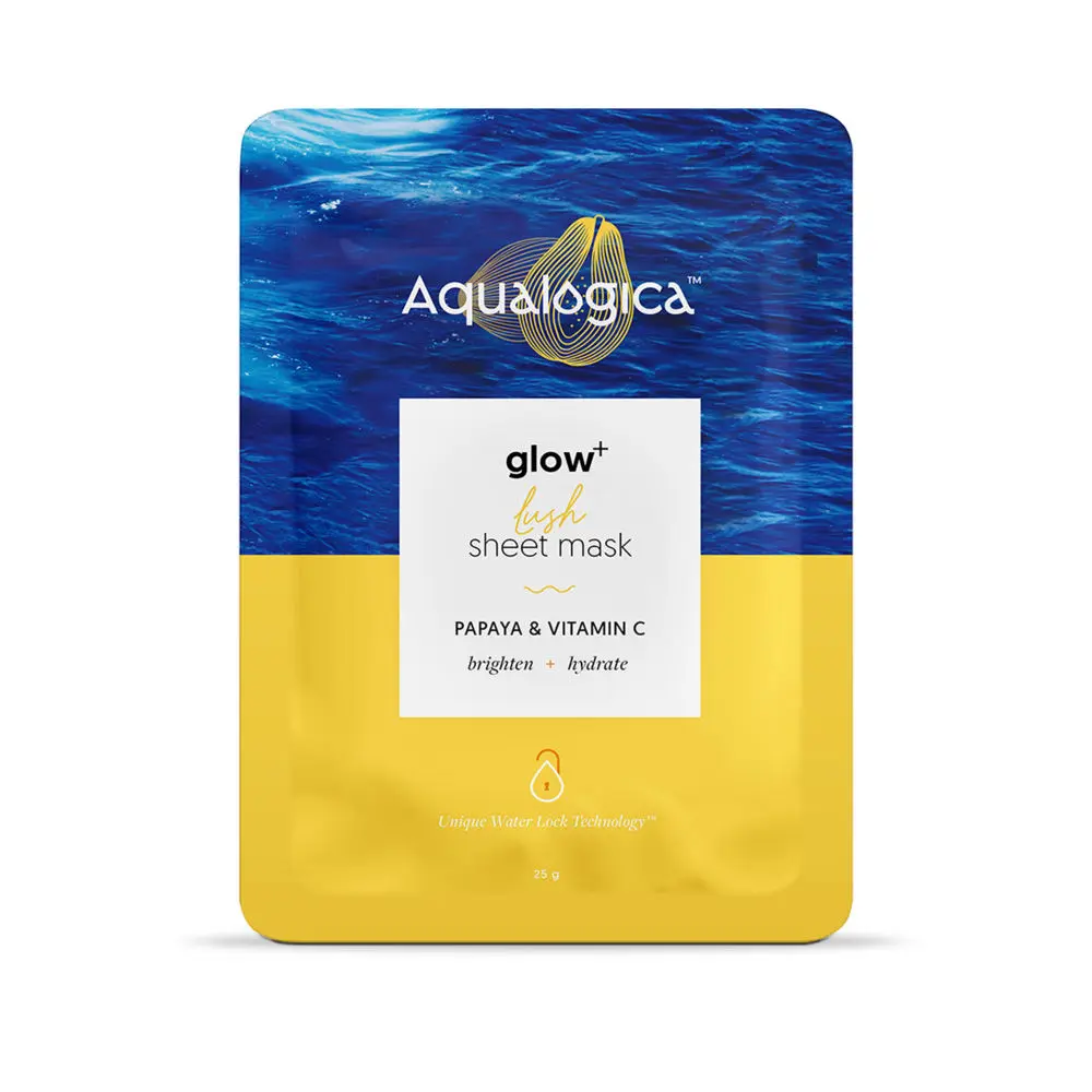 Aqualogica Glow+ Sheet Mask with Papaya, Vitamin C & Hyaluronic Acid 25ml