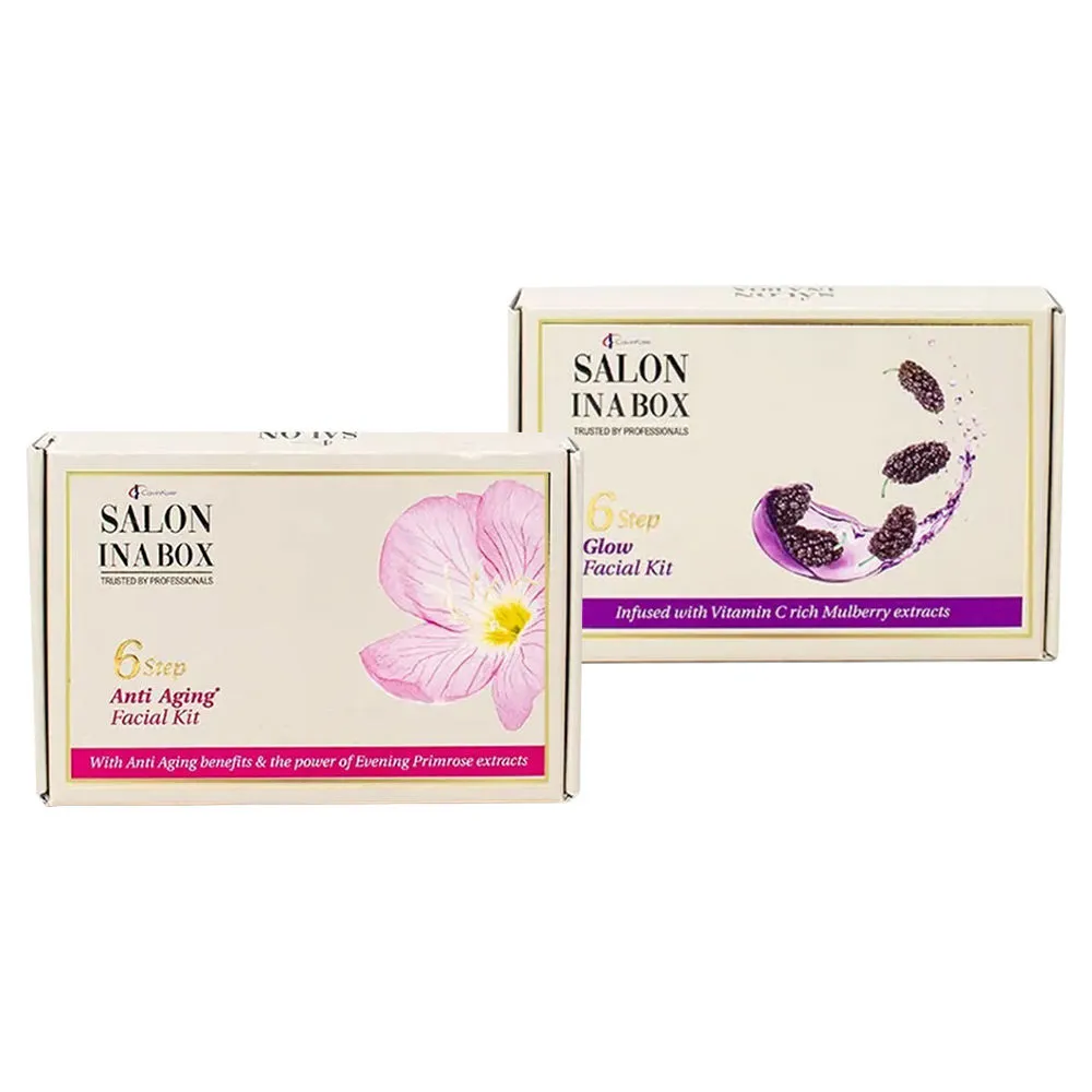 Salon In A Box 6 Step Facial Kit Combo - Glow + Anti Aging