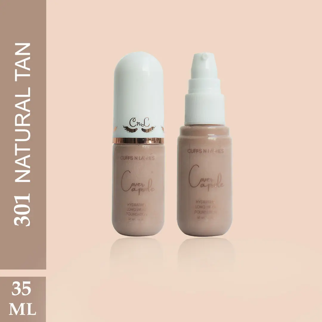 Cuffs N Lashes Cover Capsule Hydrating Foundation, Natural Tan 301