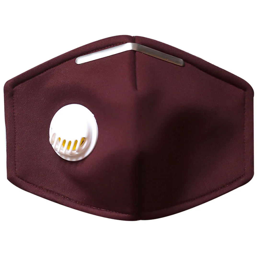 Bellofox 3-Ply Maroon Maroon Filter Valve Solid Cotton Face Mask