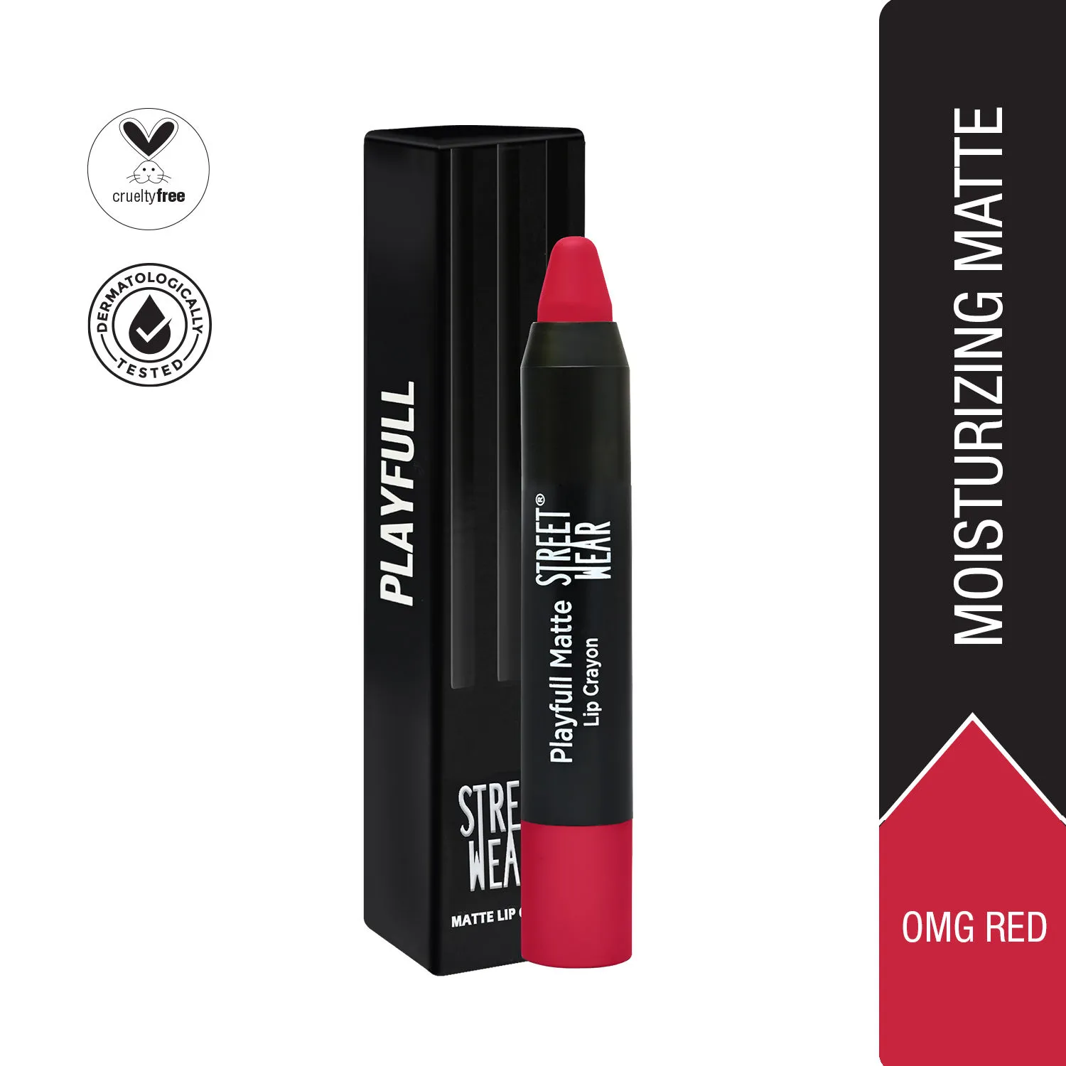 Street Wear Playfull Matte Lip Crayon - Omg Red