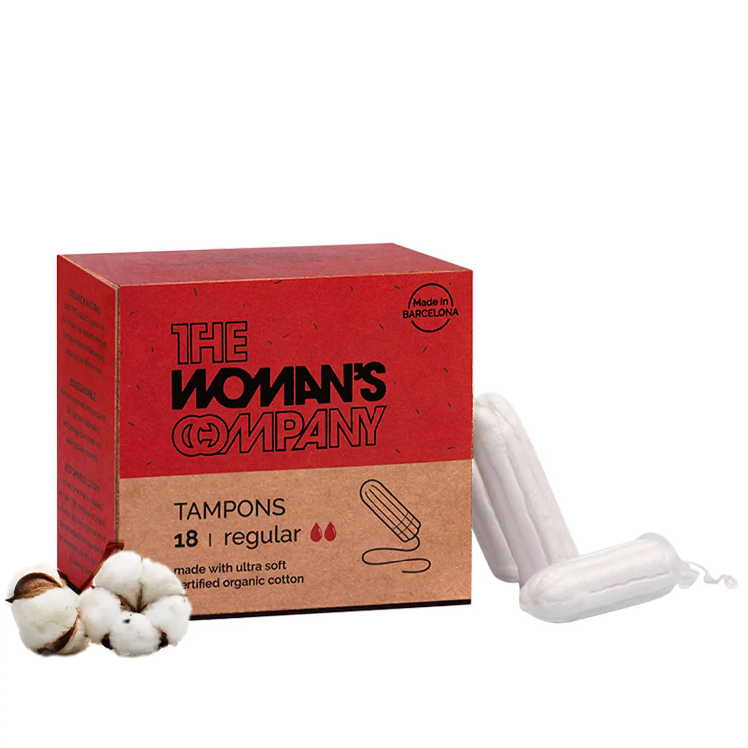 The Woman's Company Tampons 18 Piece | 100% Organic and Biodegradable | For Heavy Flow | FDA Approved | Chemical Free and Ultra Soft