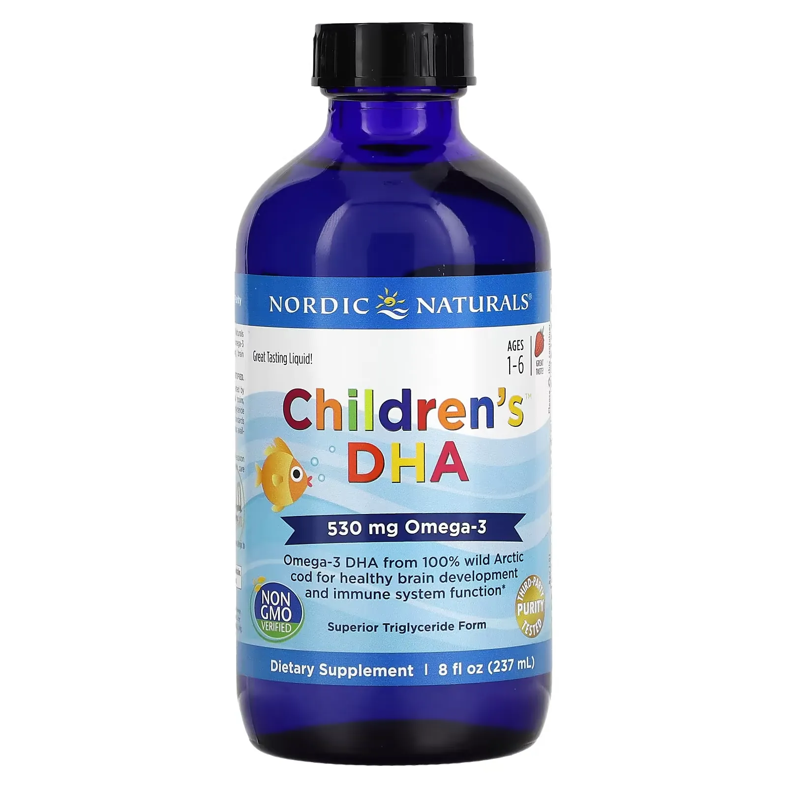 Children's DHA, Ages 1-6, Strawberry, 530 mg, 8 fl oz (237 ml)