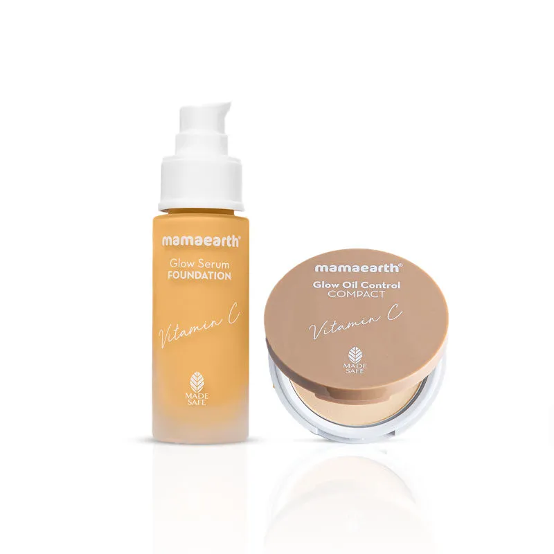 Mamaearth Ace the Base Combo Glow Serum Foundation + Glow Oil Control Compact - Nude Glow