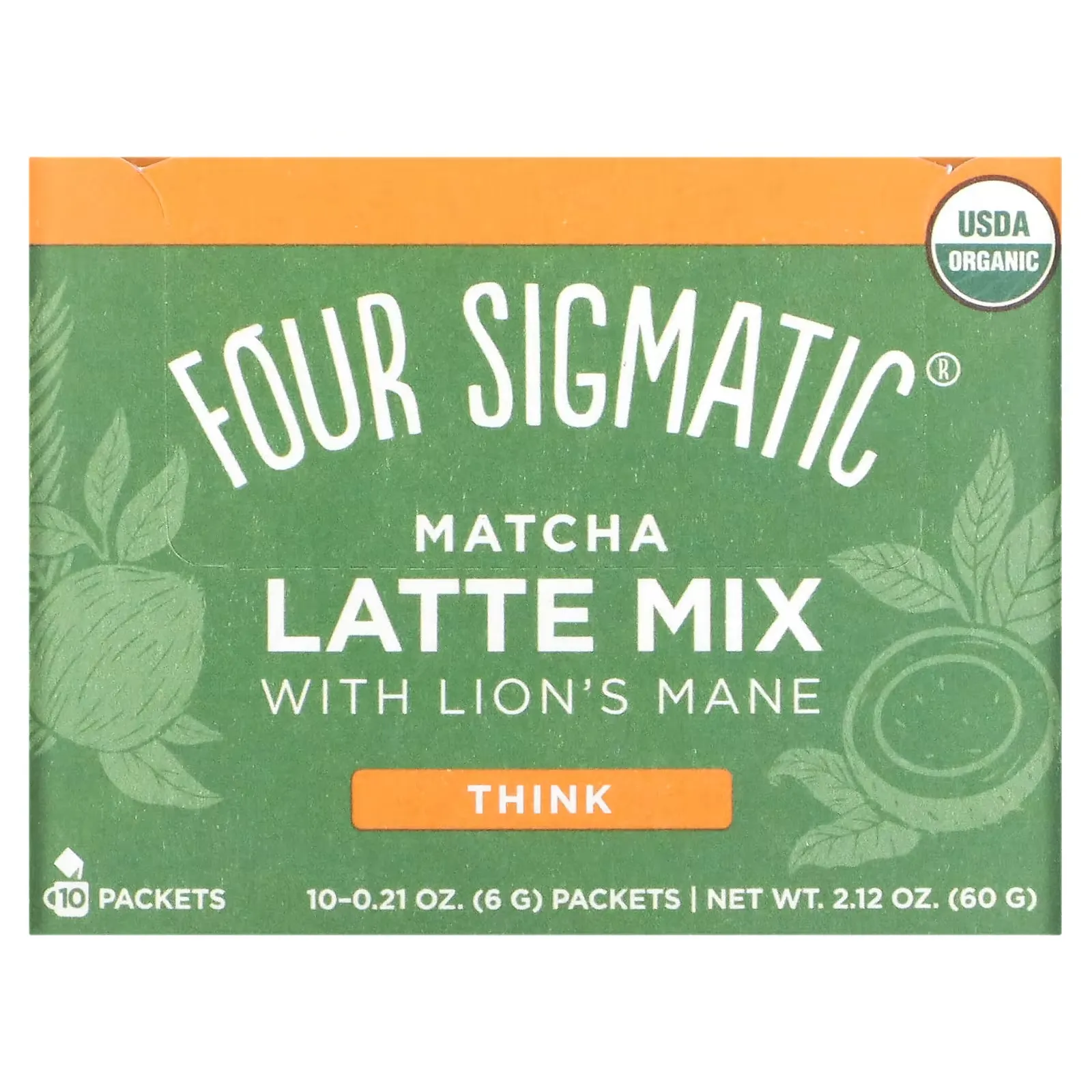 Matcha Latte Mix with Lion's Mane, Think, 10 Packets, 0.21 oz (6 g) Each