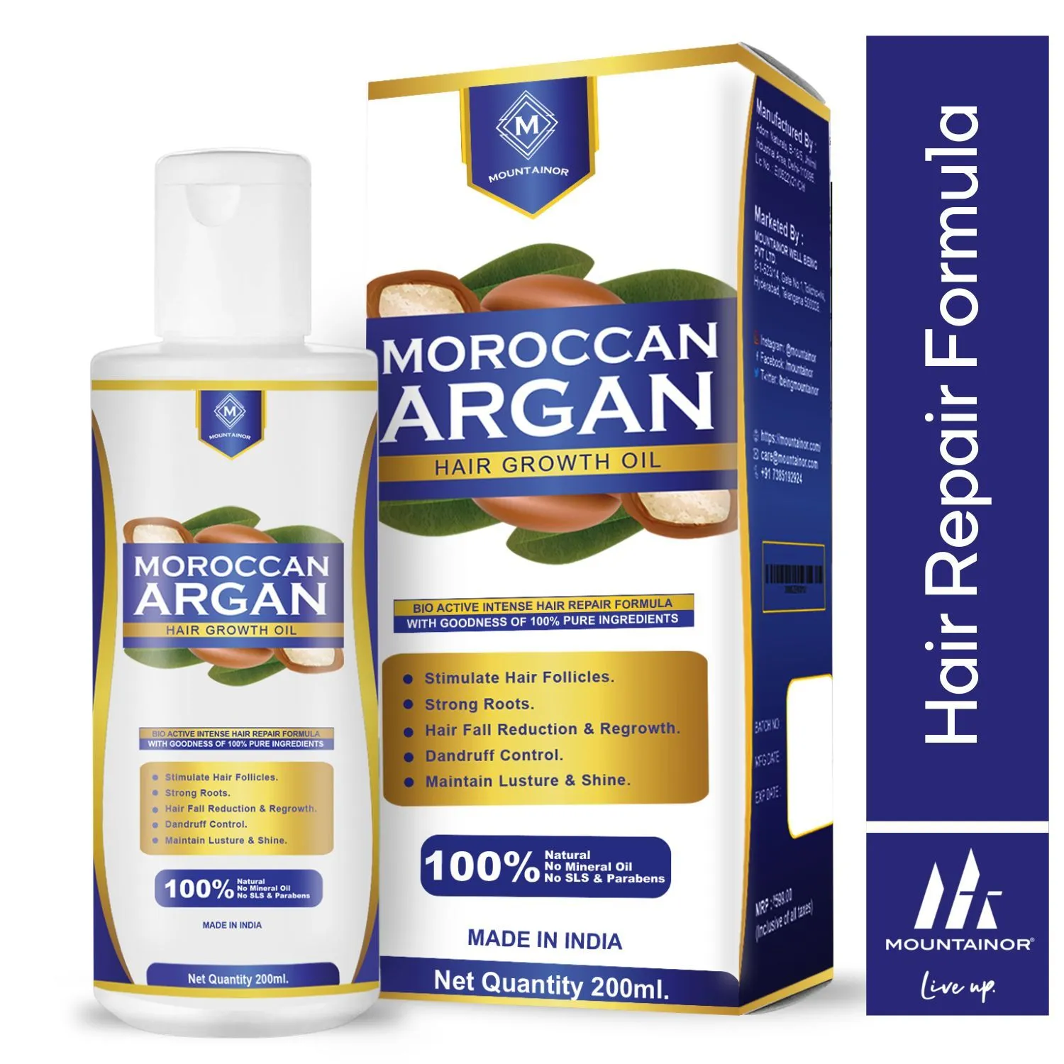 Mountainor Moroccan Argan Hair Oil (Enriched With 14 Pure Essential Oils) For Complete Hair Growth