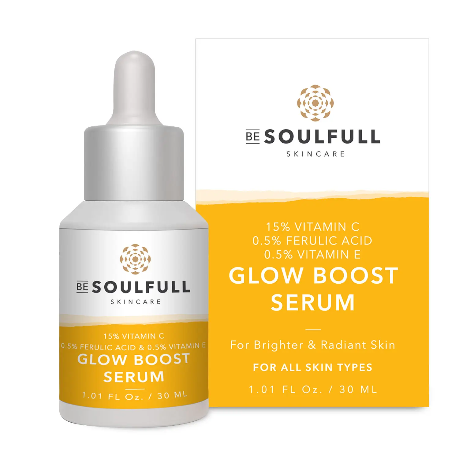 BE SOULFULL Vitamin C Brightening Serum with Ferulic Acid & Vitamin E- 30ml