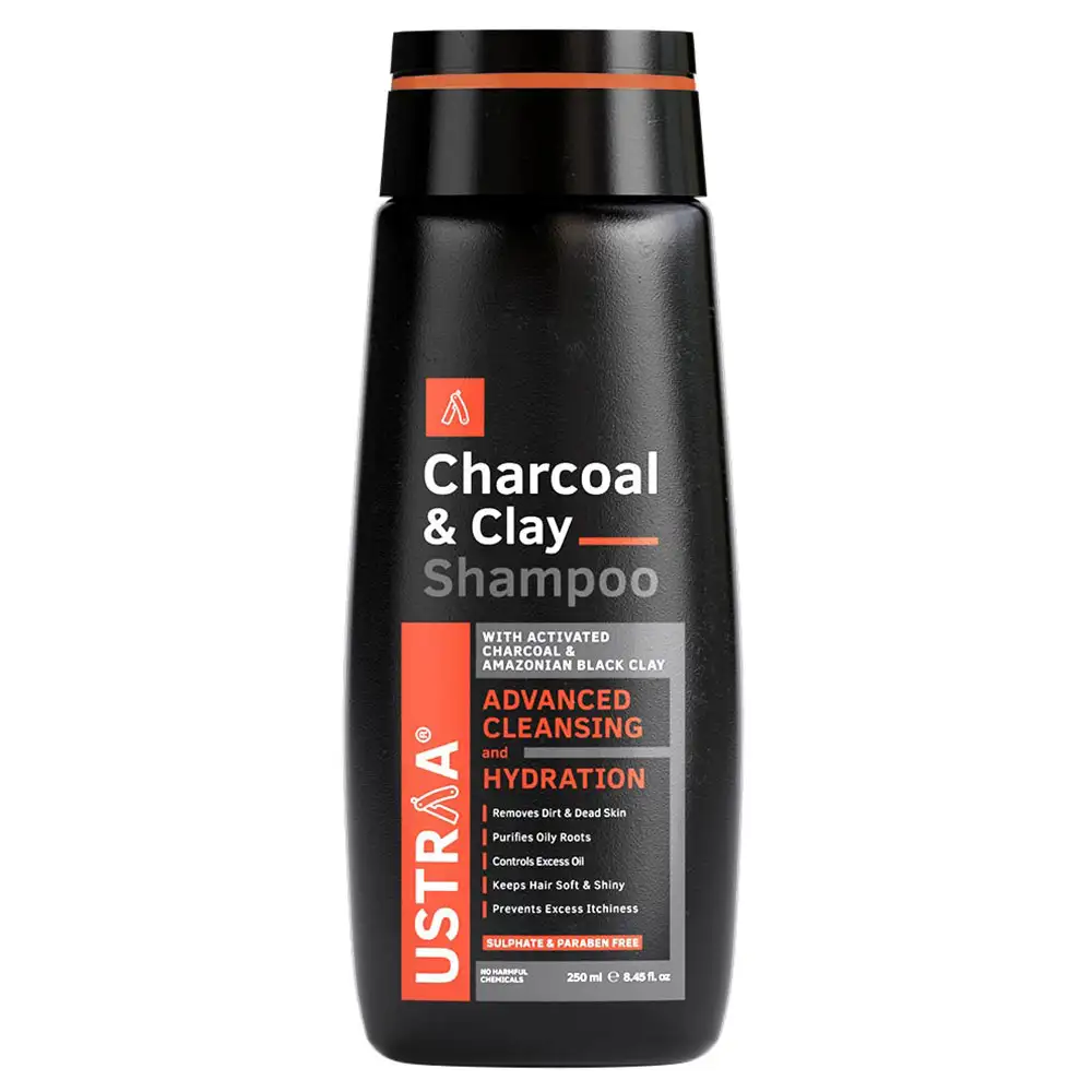 Ustraa Charcoal & Clay Shampoo,  250 ml  for Men