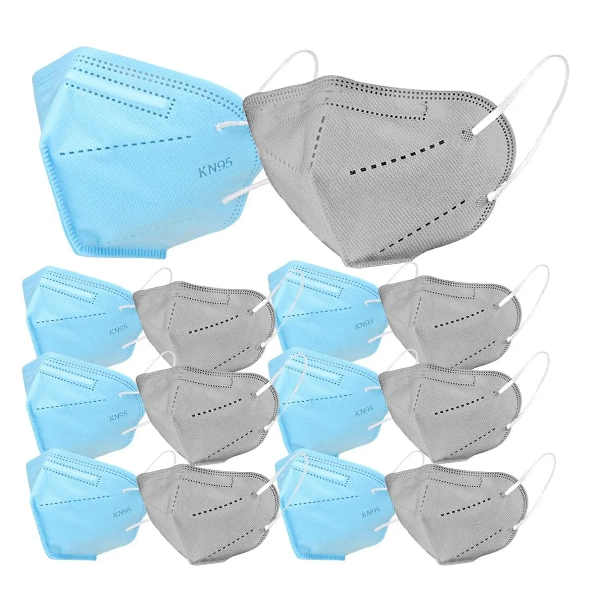 OOMPH Pack Of 12 Kn95/n95 Anti-pollution Reusable 5-layer Mask (blue,grey)