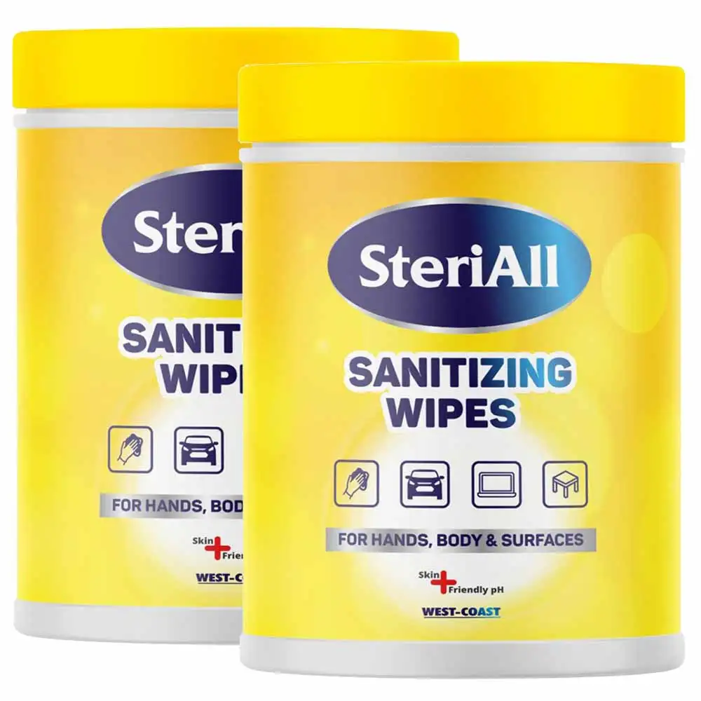 West Coast SteriAll Sanitizing Disinfectant Wipes,  Fragrance Free  50 Piece(s)/Pack  for Hands Body & Surfaces (Pack of 2)