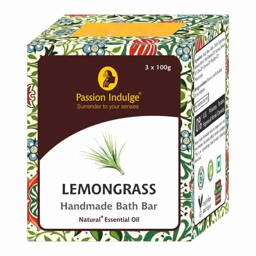 Passion Indulge LEMONGRASS Handmade Bath Bar Soap - 100GM Each ( PACK OF 3 )