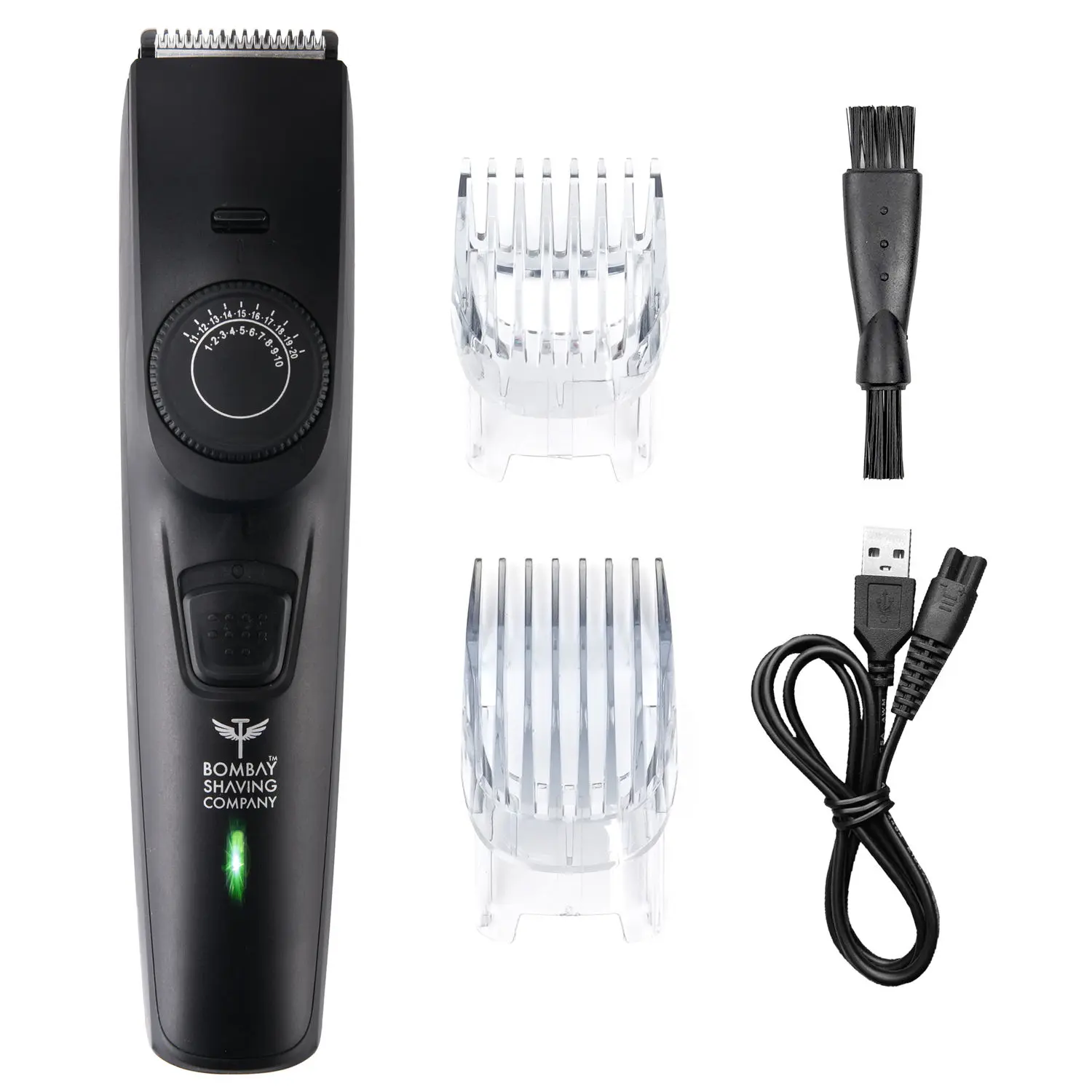 Bombay Shaving Company Beard Trimmer with USB Fast Charging, Black