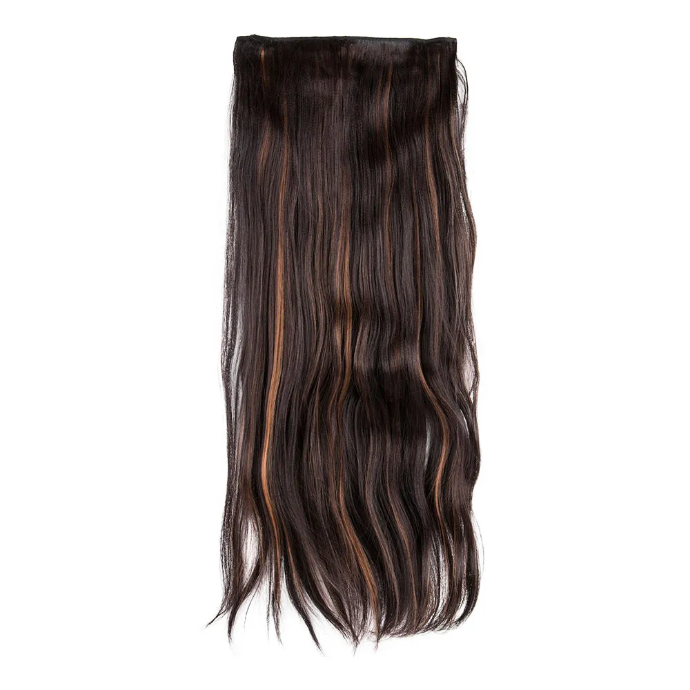 Streak Street Clip-in 24'' Crimped Dark Brown Hair Extensions With Copper Highlights