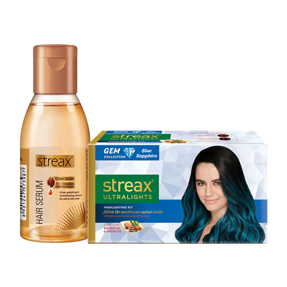 Streax Ultralights Blue Sapphire + Hair Serum