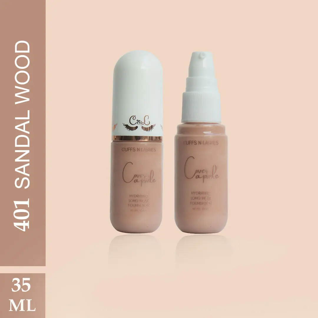 Cuffs N Lashes Cover Capsule Hydrating Foundation, Sandal Wood 401