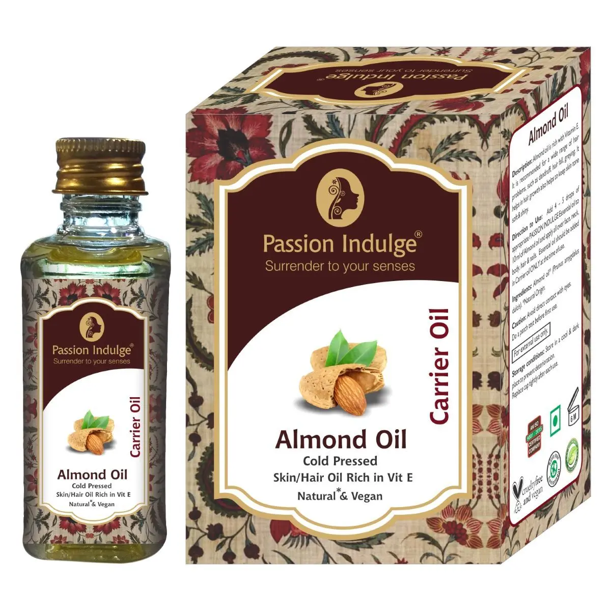 Passion Indulge ALMOND Carrier oil for skin & hair care 60ML
