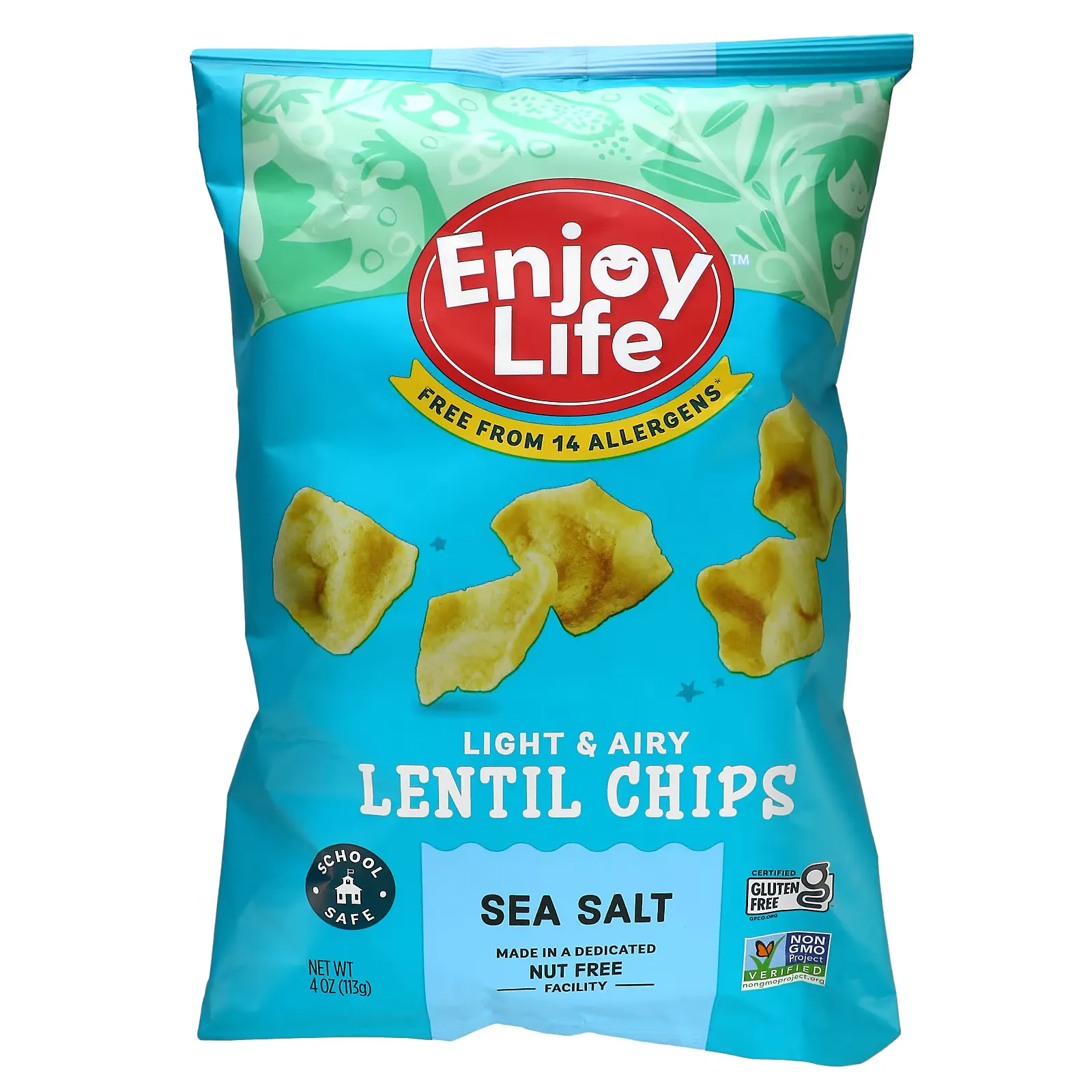 Light & Airy Lentil Chips, Sea Salt, 4 oz (113 g)