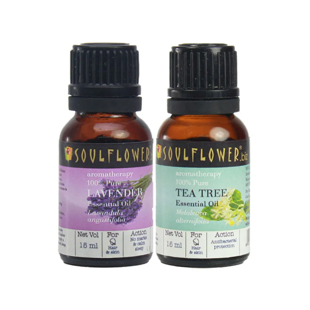 Soulflower Tea Tree & Lavender Essential Oil Combo