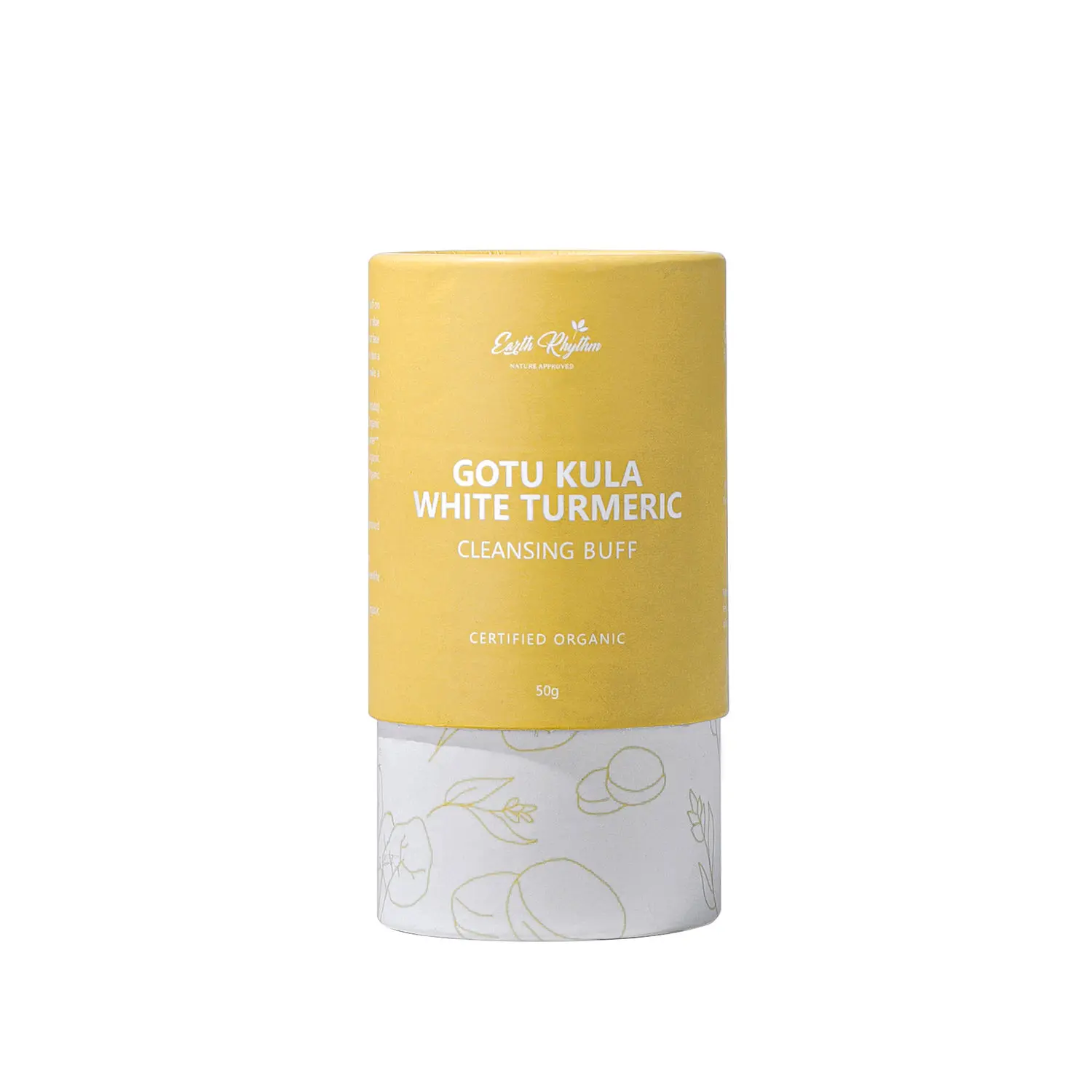 Earth Rhythm Gotu Kula & White Turmeric Cleansing Buff | Certified Organic | Fight Acne, Brightens Skin, Fade Scars | Men & Women - 50 G